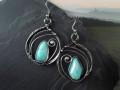 Náušnice visací s amazonity /cínové