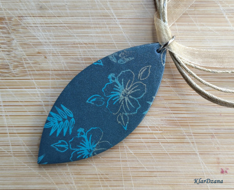 Náhrdelník Florence náhrdelník zlatá šedá tyrkysová fimo antracitová romantický květinový polymer okrová sítotisk handmade 