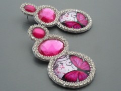 Rudý oválný přívěsek nerez řetízek