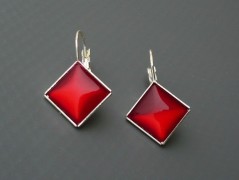 Rudý oválný přívěsek nerez řetízek