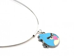 Rudý oválný přívěsek nerez řetízek