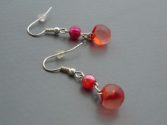 Rudý oválný přívěsek nerez řetízek