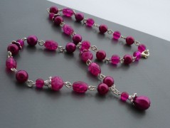 Rudý oválný přívěsek nerez řetízek