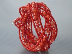 Rudý oválný přívěsek nerez řetízek