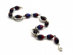 Rudý oválný přívěsek nerez řetízek