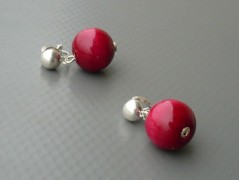 Rudý oválný přívěsek nerez řetízek