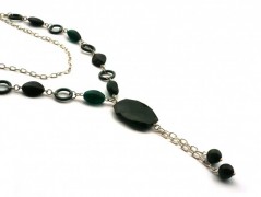 Rudý oválný přívěsek nerez řetízek