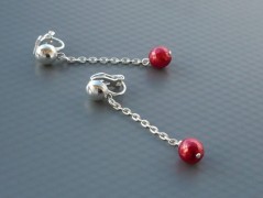 Rudý oválný přívěsek nerez řetízek