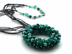 Rudý oválný přívěsek nerez řetízek