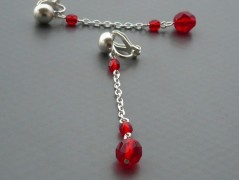 Rudý oválný přívěsek nerez řetízek