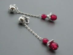 Rudý oválný přívěsek nerez řetízek