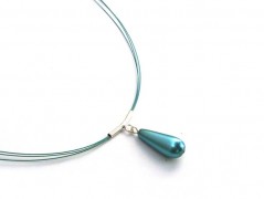 Rudý oválný přívěsek nerez řetízek