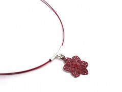 Rudý oválný přívěsek nerez řetízek