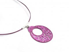 Rudý oválný přívěsek nerez řetízek