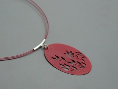 Rudý oválný přívěsek nerez řetízek