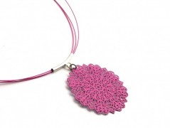 Rudý oválný přívěsek nerez řetízek