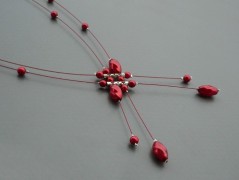 Rudý oválný přívěsek nerez řetízek