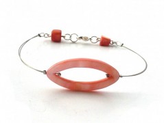 Rudý oválný přívěsek nerez řetízek