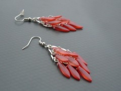 Rudý oválný přívěsek nerez řetízek