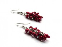 Rudý oválný přívěsek nerez řetízek