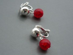 Rudý oválný přívěsek nerez řetízek