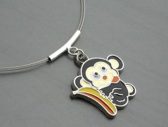 Rudý oválný přívěsek nerez řetízek