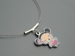 Rudý oválný přívěsek nerez řetízek