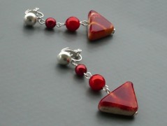 Rudý oválný přívěsek nerez řetízek