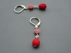 Rudý oválný přívěsek nerez řetízek