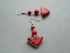 Rudý oválný přívěsek nerez řetízek