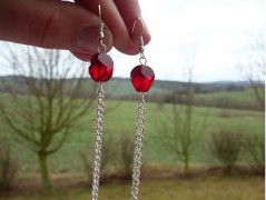 Rudý oválný přívěsek nerez řetízek