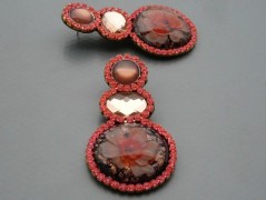 Rudý oválný přívěsek nerez řetízek