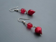 Rudý oválný přívěsek nerez řetízek