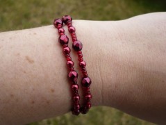 Rudý oválný přívěsek nerez řetízek