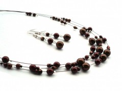 Rudý oválný přívěsek nerez řetízek