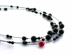 Rudý oválný přívěsek nerez řetízek