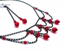 Rudý oválný přívěsek nerez řetízek