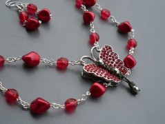 Rudý oválný přívěsek nerez řetízek