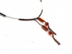 Rudý oválný přívěsek nerez řetízek