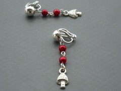 Rudý oválný přívěsek nerez řetízek