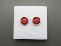 Rudý oválný přívěsek nerez řetízek