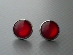 Rudý oválný přívěsek nerez řetízek