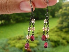 Rudý oválný přívěsek nerez řetízek