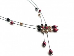 Rudý oválný přívěsek nerez řetízek