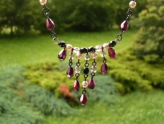 Rudý oválný přívěsek nerez řetízek