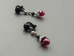 Rudý oválný přívěsek nerez řetízek