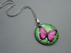 Rudý oválný přívěsek nerez řetízek