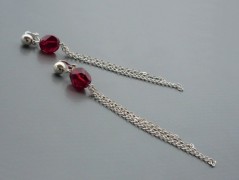 Rudý oválný přívěsek nerez řetízek