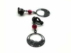 Rudý oválný přívěsek nerez řetízek