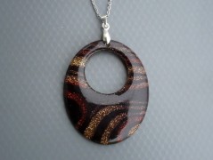 Rudý oválný přívěsek nerez řetízek